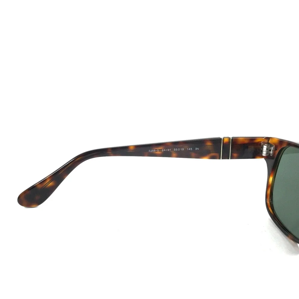 Persol Sunglasses 3288-S 24/31 Tortoise Rectangle Frames w/ Green Glass Lenses - Picture 10 of 12